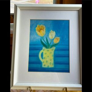 Framed print tulips in vase